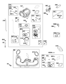 Carburetor And Fuel Supply Group Diagram and Parts List for 44U677-0009-B5 400000 - 699999 Briggs and Stratton Engine